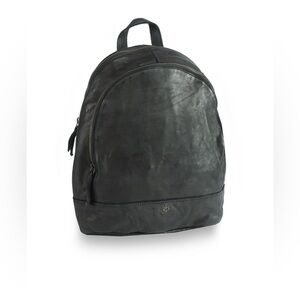 Harbour Black and Gold Leather Backpack with Anchor Logo